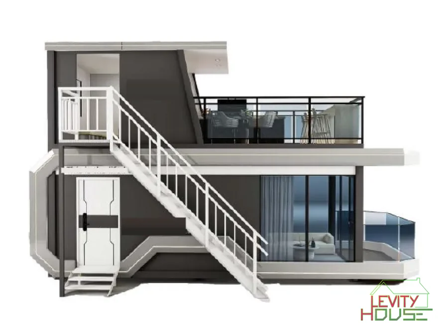 Levity House Y-01, unità su due livelli con scala esterna e terrazza superiore